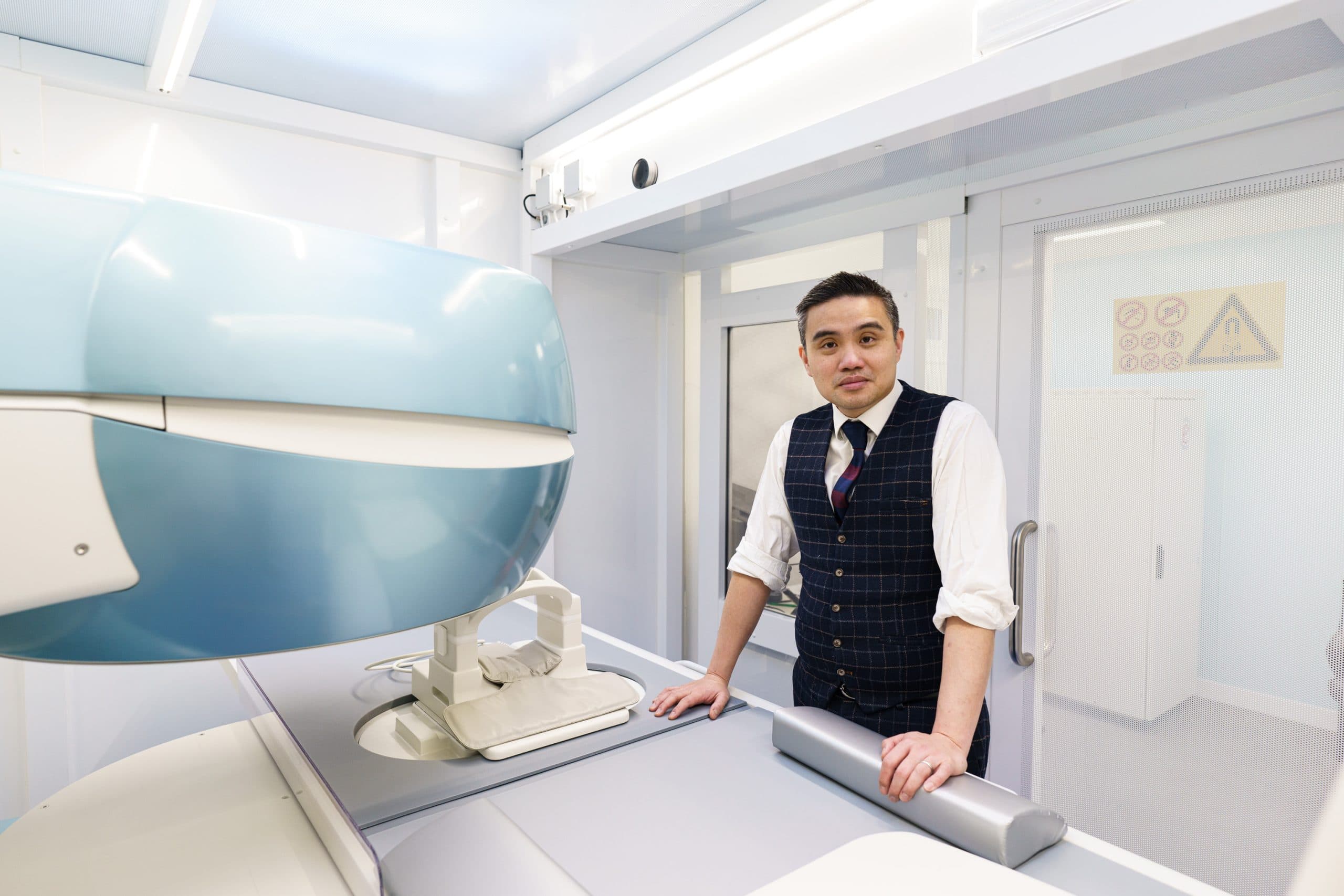 Professor Paul Lee reviewing an MRI