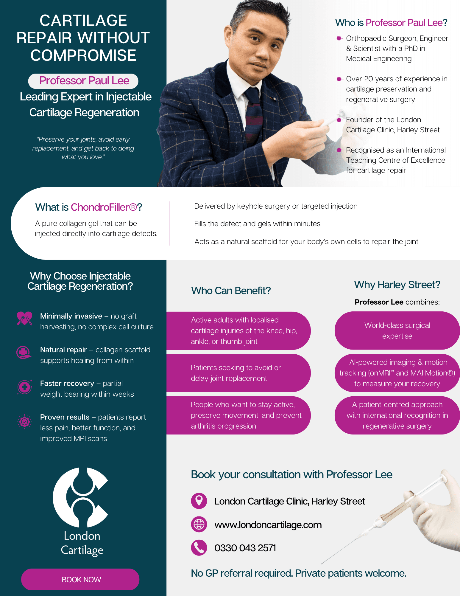 Professor Paul Lee — London Cartilage Clinic expert in injectable cartilage regeneration.